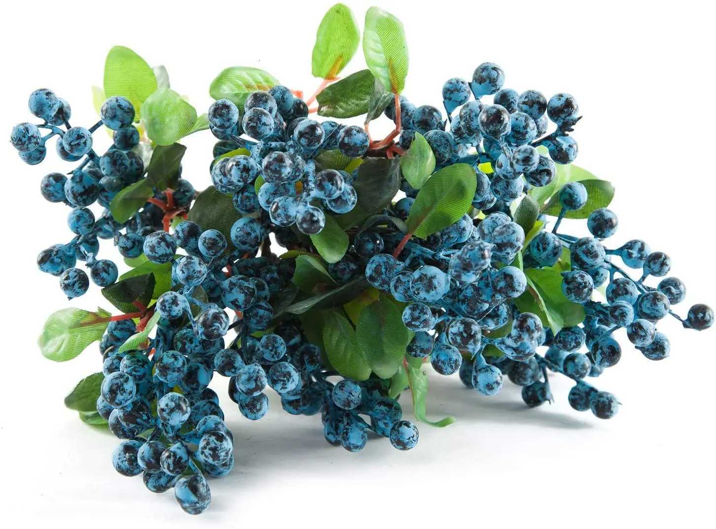 10PCS Artificial Flowers Blue Berry Stems 98inch Blueberry Floral Arrangement Bouquet Filler for Home Wedding Party Decoration C251017
