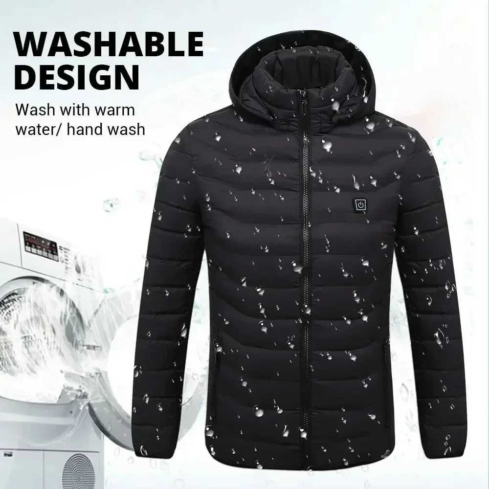 USB Heating Jackets Men Winter Warm Heated Parkas 21 Zones Electric Heated Jackets Waterproof Warm Jacket Coat Plus Size 7XL H251017