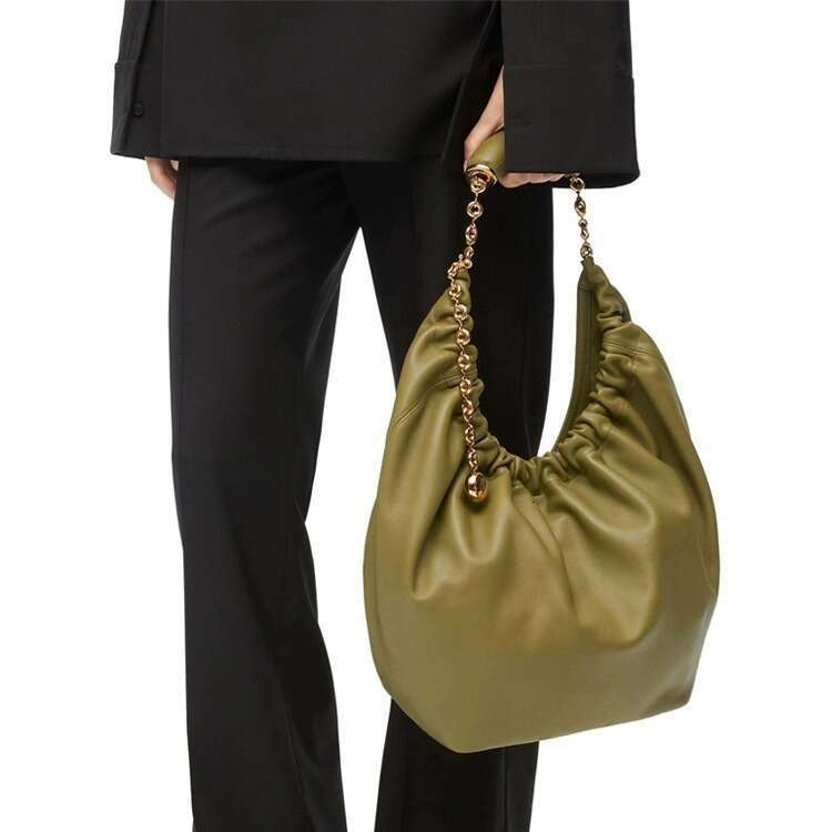 New High-Quality Luo Family Wrinkled Soft Sheepskin Handbag Chain Underarm Tote Crossbody Shoulder Bag