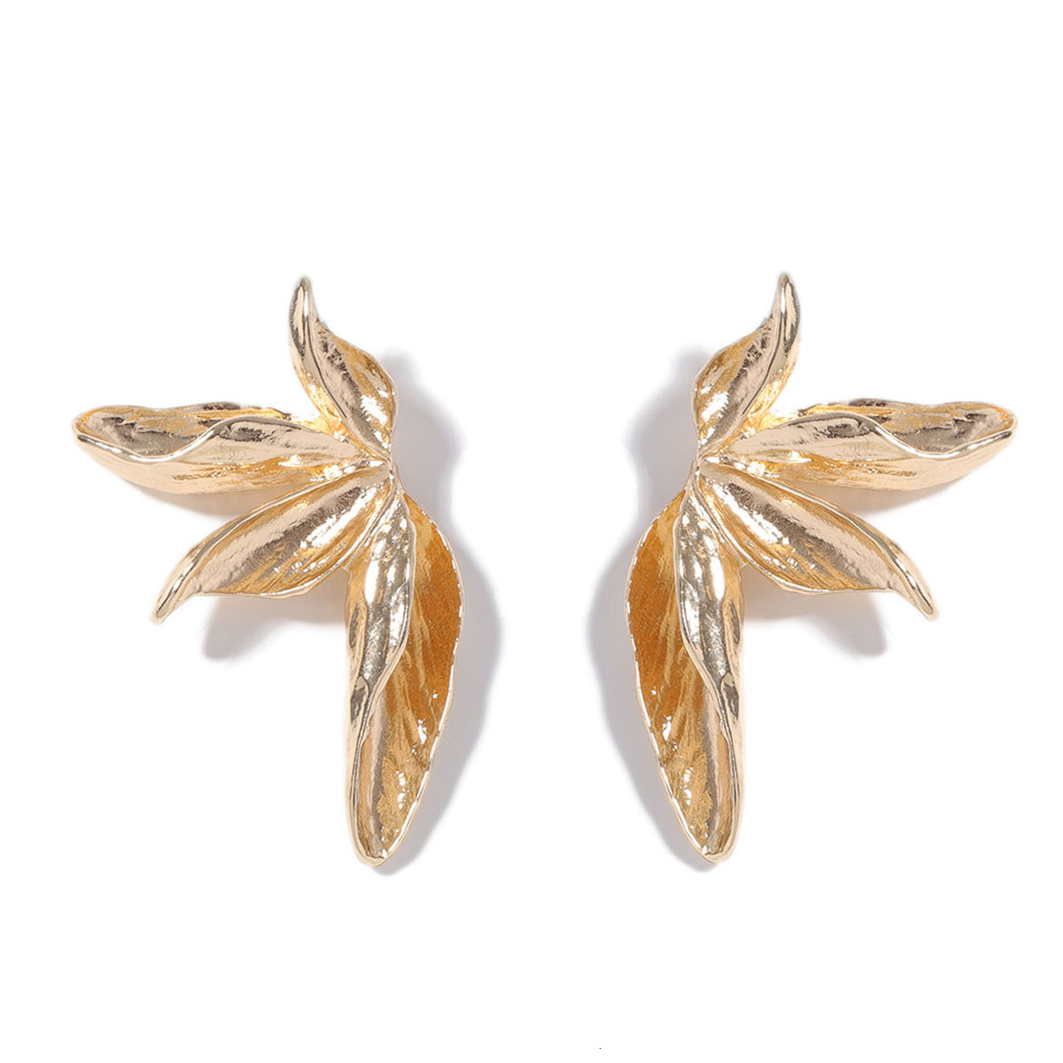 Retro gold earrings Trendy Fashion Style Alloy Vertical Stripe Texture Maple Leaf Earrings Simple Niche free shipping luxury earrings