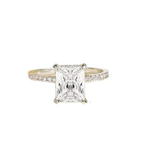 Radiant Cut Solitaire Cubic Zirconia CZ Engagement and Wedding Promise Rings for Women 3CT 925 Sterling Silver Jewelry