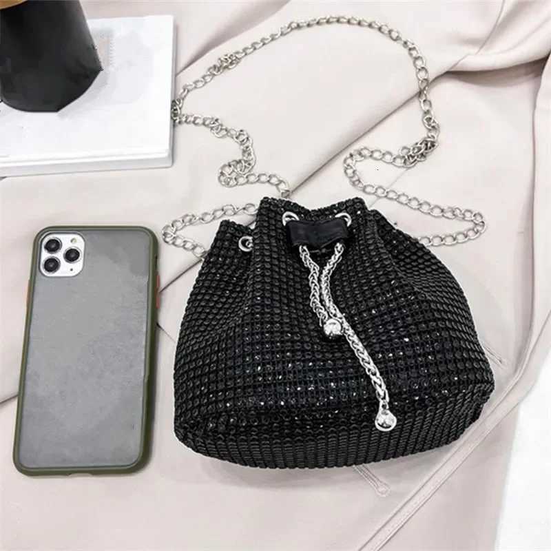 Sparkling Rhinestone Embellished Drawstring Crossbody Bag MultiFunctional Bucket Purse Formal Handbag for Women Daily Commute Z251017