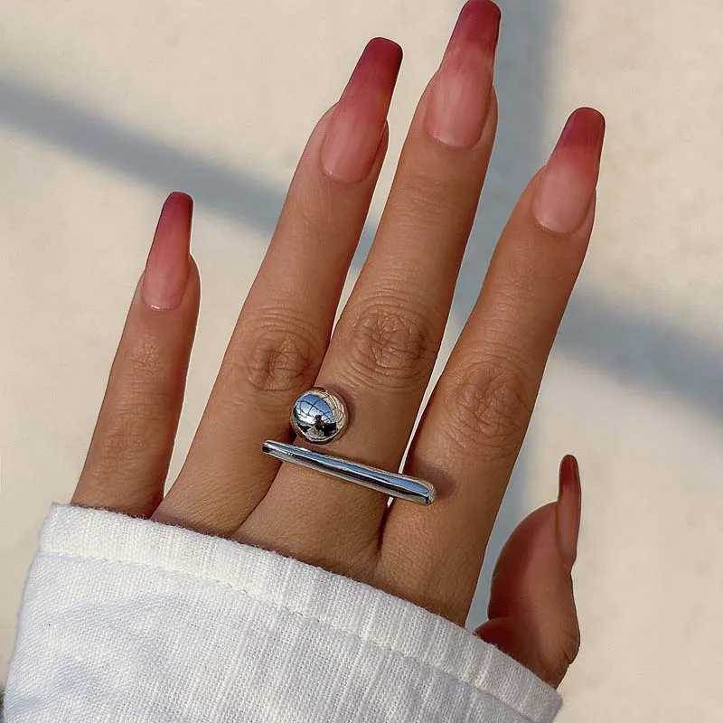 Creative Irregular Geometric Ball Open Ring for Women Men Punk Gold Color Line Adjustable Couple Finger Ring Jewelry Accessories Z251017