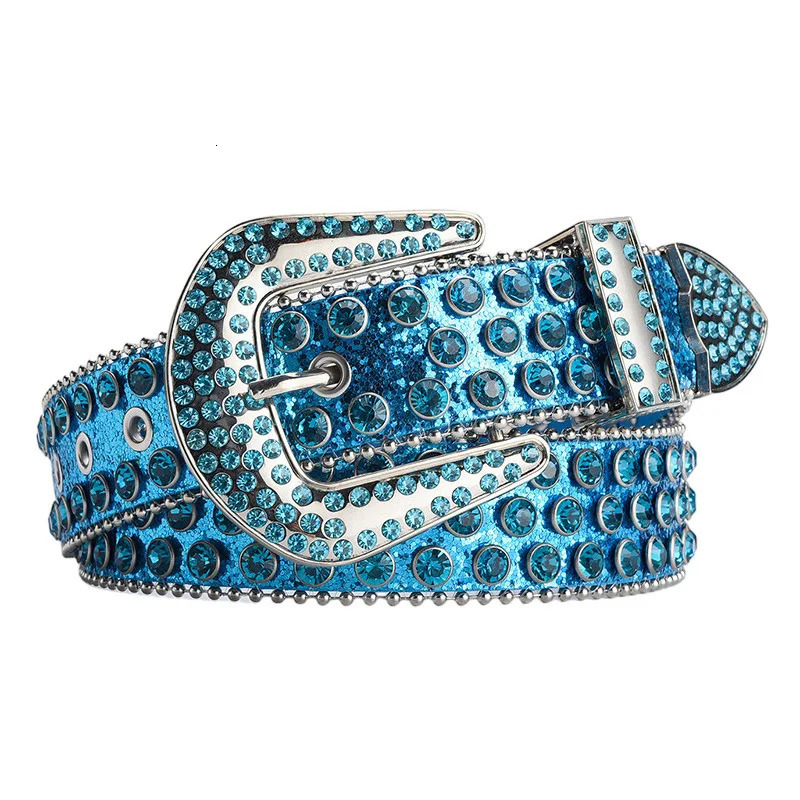 men fashion diamond studded belts soft leather rhinestone belt punk hip hop dress waistband trend strapon 251010