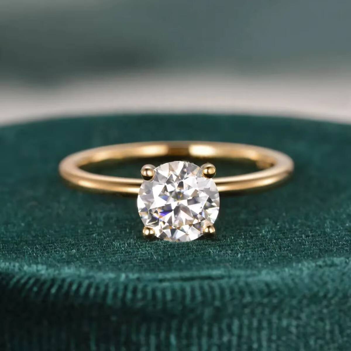 Speedin Custom Jewelry 14k 18k Solid Gold 4 Prong Round Cut Lab Diamond Engagement Rings for Women