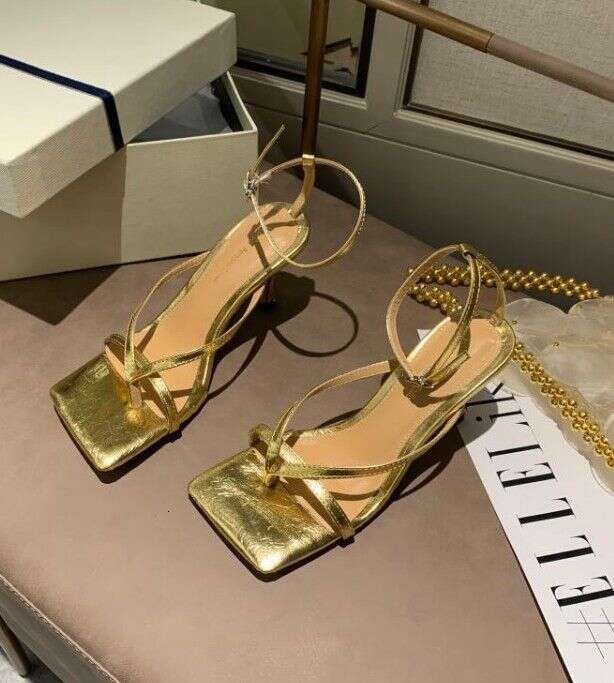 Stylish Square Toe Sandals With High Heels
