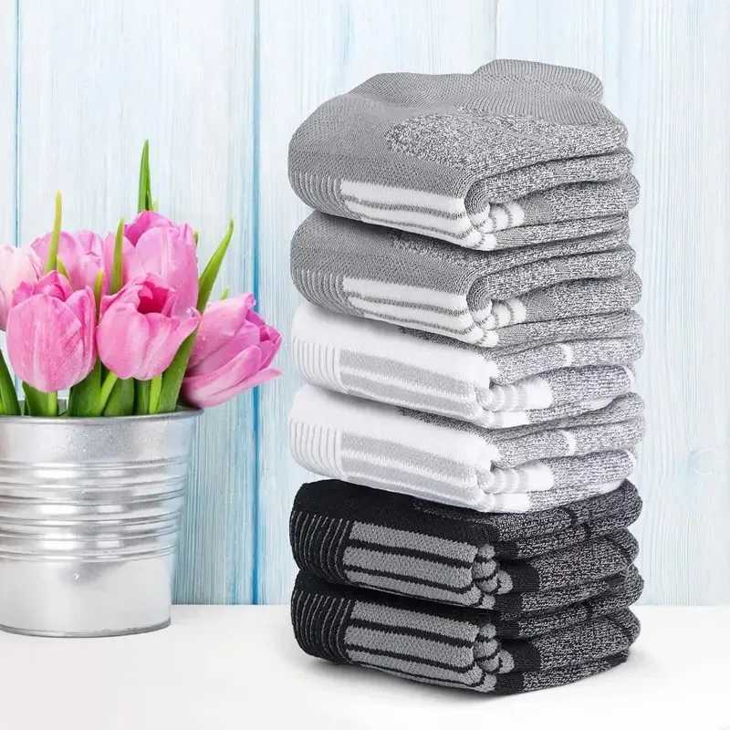 6 Pairs Unisex Thick Padded Low Cut Running Socks Summer Breathable Sweat Absorbing Fashionable Striped Design Casual Socks C251017