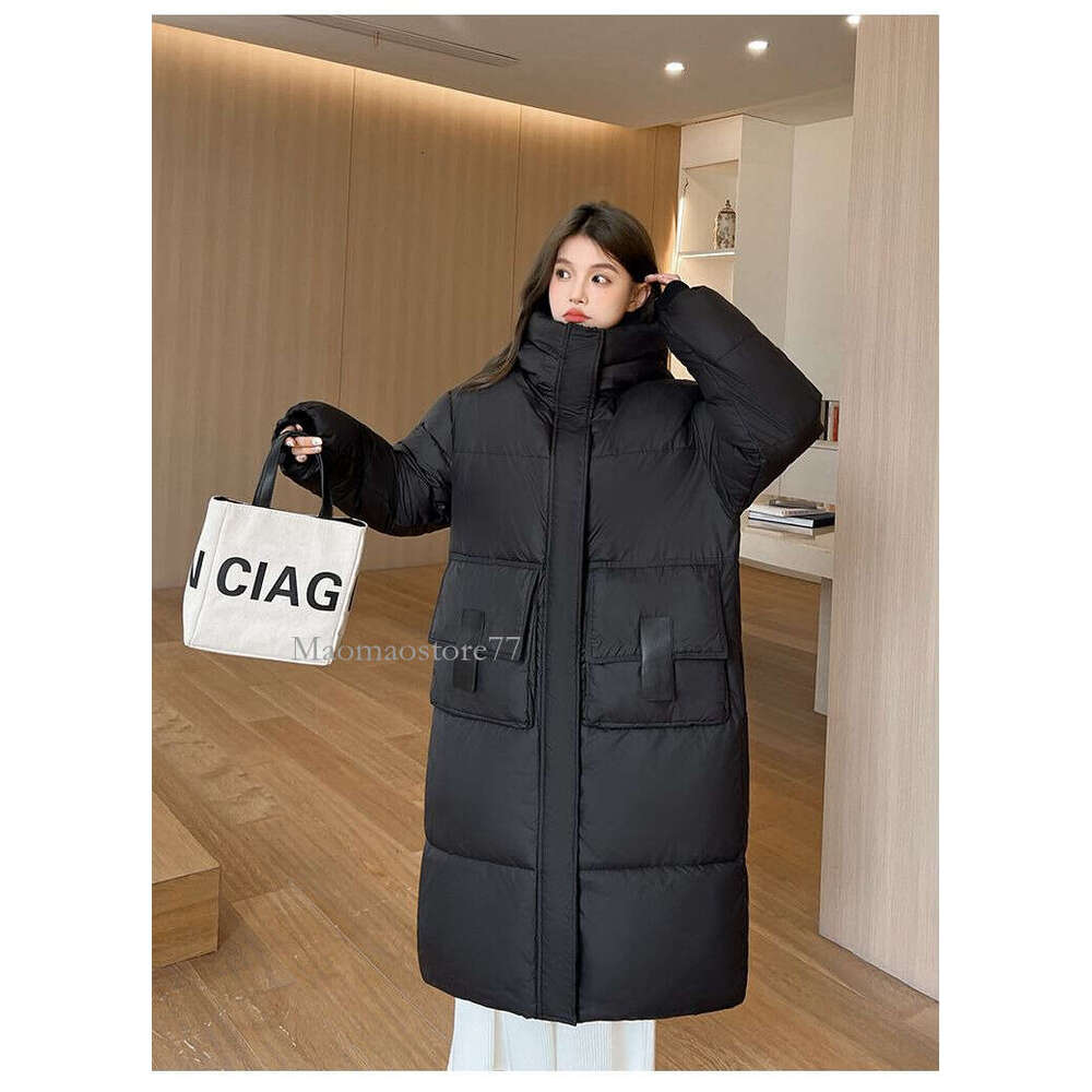 Women's Clothing Winter New Thickened Loose Long Over The Knee For Women Korean Student Hooded Large Pocket Cotton Jacket