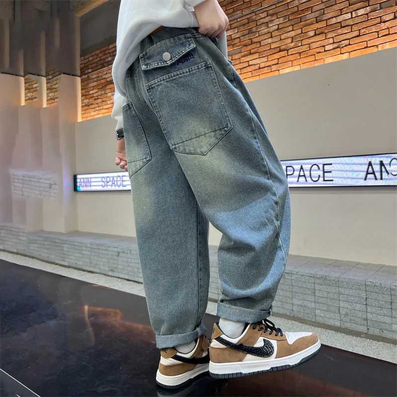 Fashion Kids Boy Vintage Wash Distressed Regular Jeans With Pocket Child High Street Casual Jeans Denim Pants Age 514 Years OldT251017