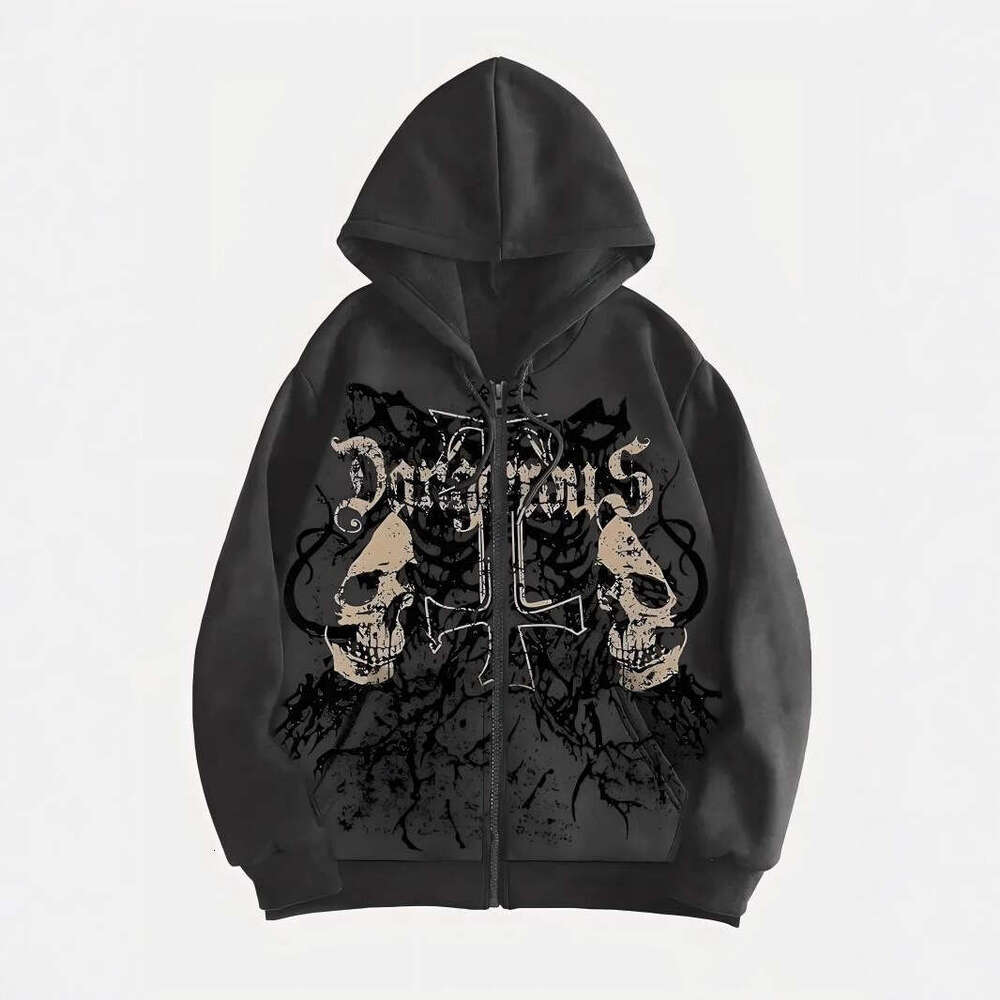 Popular Original Skull Zip-Up Hoodie, A Stylish Streetwear Choice For Casual Ocns, Perfect To Pair With Trendy Outfits