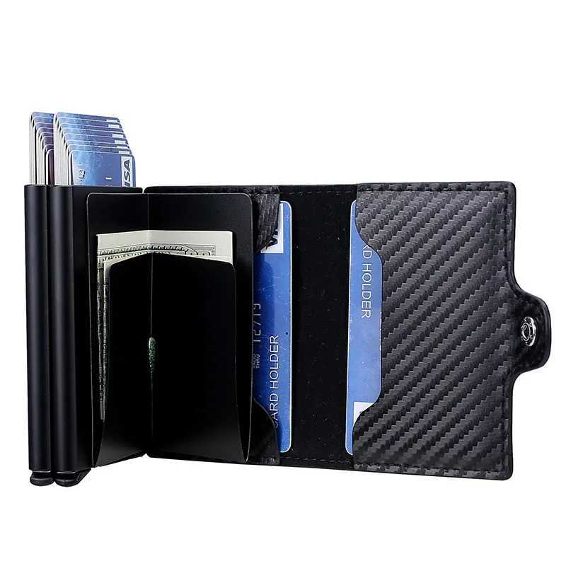 RFID Block Card Holder for Men Durable and Sleek Front Pocket Wallet Credit Card Wallet with Popup Mechanism Carbon FiberW251017