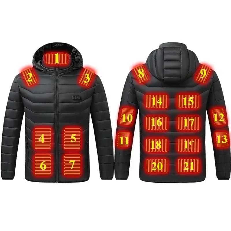21 Zone Heating Suit Winter Mens Outdoor Warm USB Intelligent Heating Multi Gear Adjustable Controllable Temperature Jacket H251017
