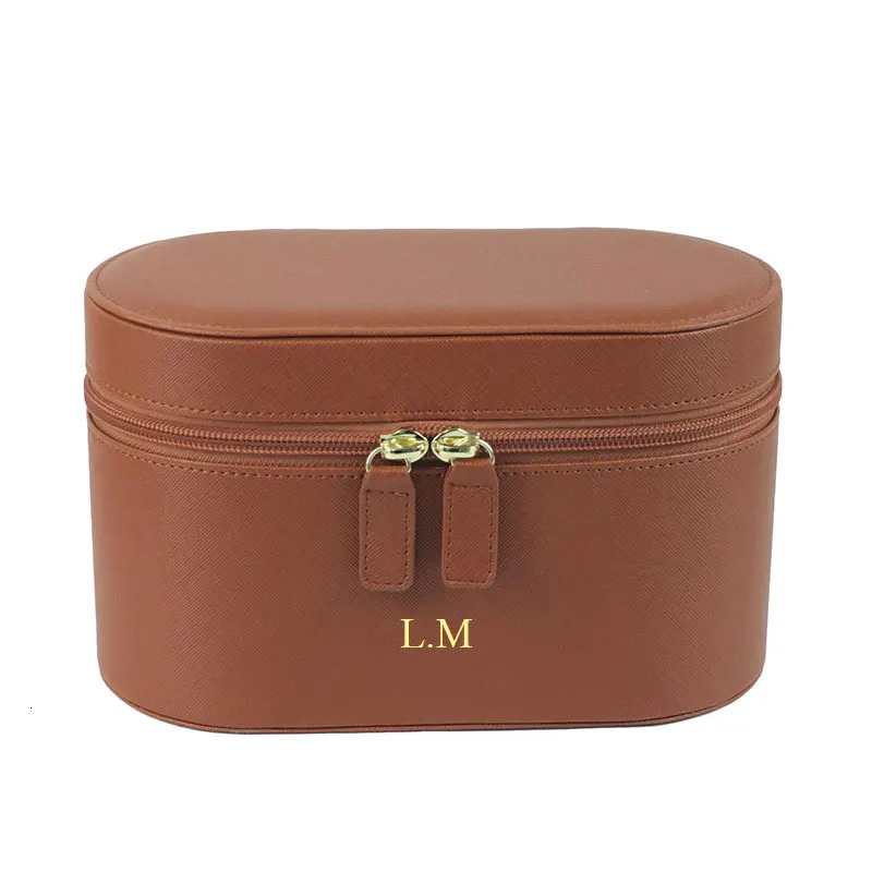 Customizable Name Ladies Saffiano Split Leather Travel Toiletry Case Bag Makeup Organizer Dopp Kit Cosmetic Bag Set251011