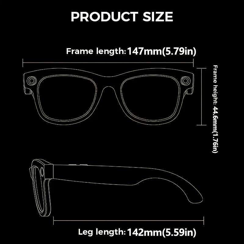 Fashionable Smart Design| Bluetooth Call Music Playback| Real-Time Multi-Language Translation| High Definition Audio Recording| UV Protection| Lightwe