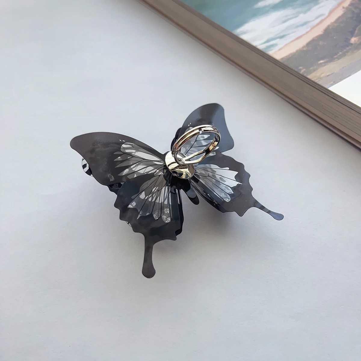 1 large black butterfly ring Female dark department Gothic style exaggerated personality fashion accessories ring can be adjuste Z251017