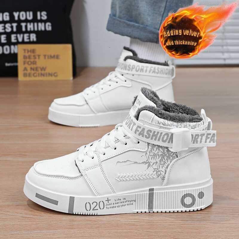 Men's Women's Thermal Insulated Platform High-Top Sneakers Thick Warmth, Lace-Up Ankle Cushioned Insole Arch Support, Durable Rubber Sole, G