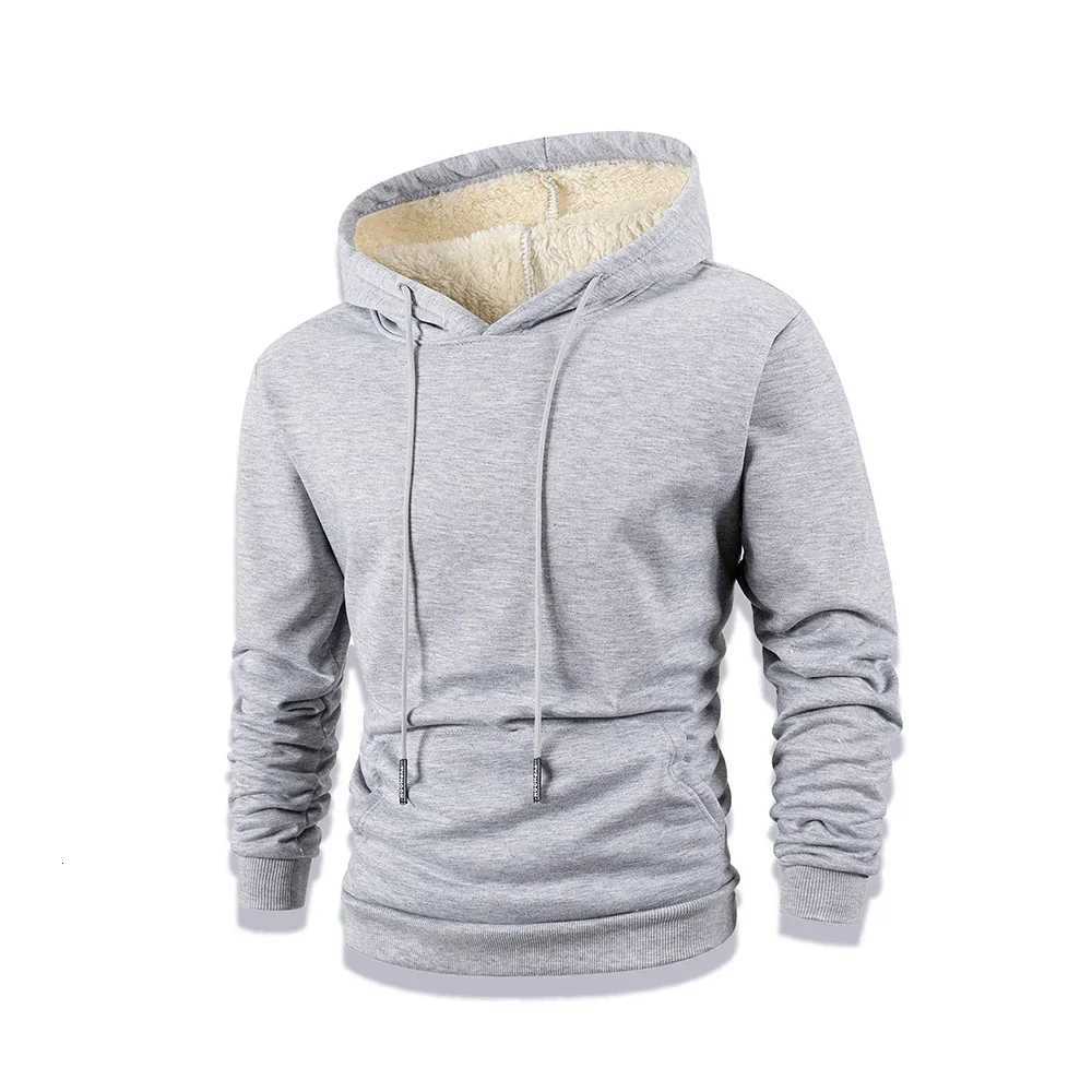 Mens New Winter Warm Fleece Lined Hoodied Thick Crew Neck Solid Basic Pullover Sweatshirt Thermal Comf Streatwear Tops Clothing Z251017