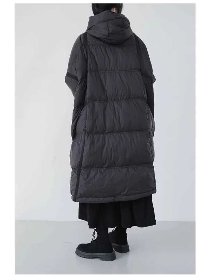 UMI MAO Heavy 90 White Duck Down Quilt Long Down Jacket Women Simple Warm Windproof Hooded Coat Femme Y2K W251016