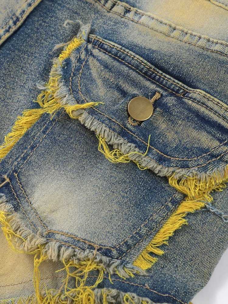 Fashion Ripped Patchwork Mens Jeans Zipper High Waist Slim Pencil Denim Pants 2025 Autumn Male Streetwear1 Y251105