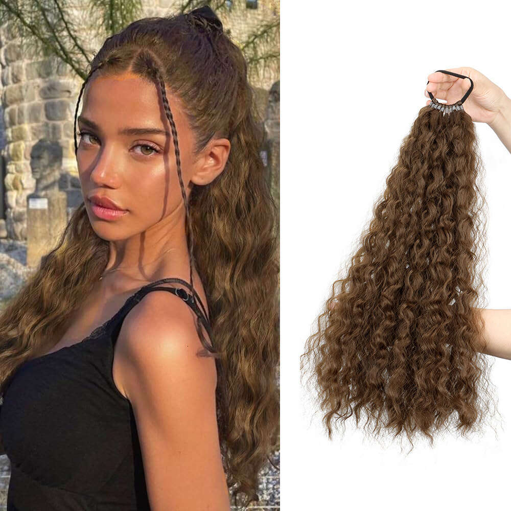 Long for Women Korean Style Synthetic Hair Ponytail Natural Elastic Band Curly Wig Braid