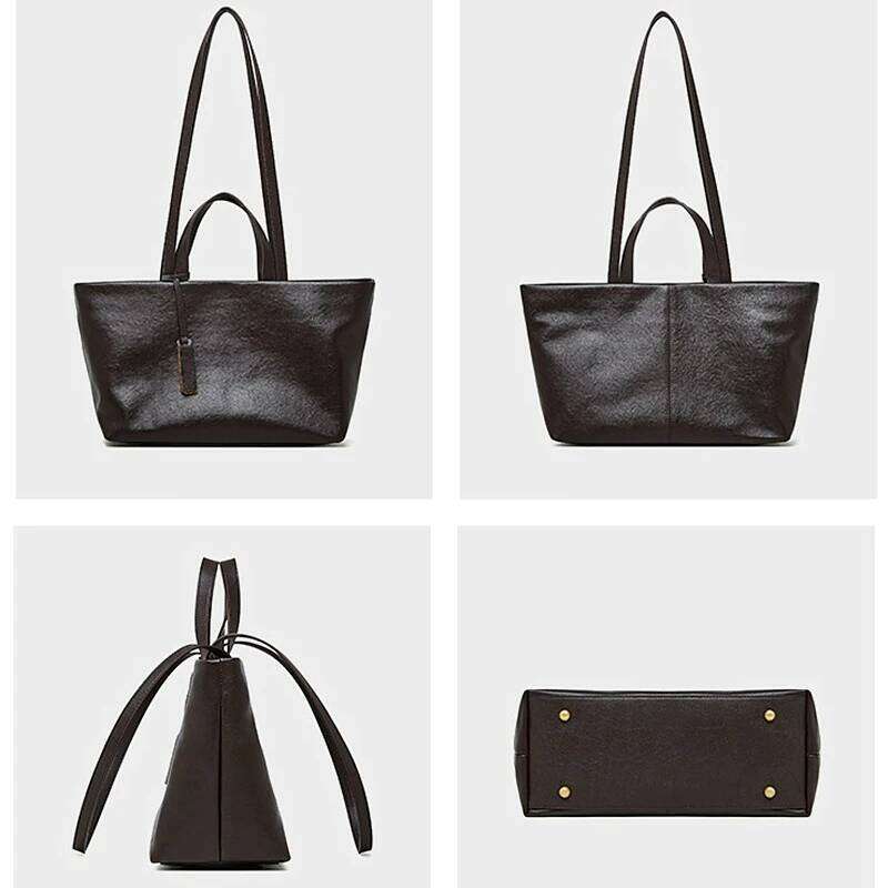 Woman Shoulder Soft Leather Large Capacity Square Fashion Tote Bag Korean Fashionable Handbag Shopping Underarm Bags