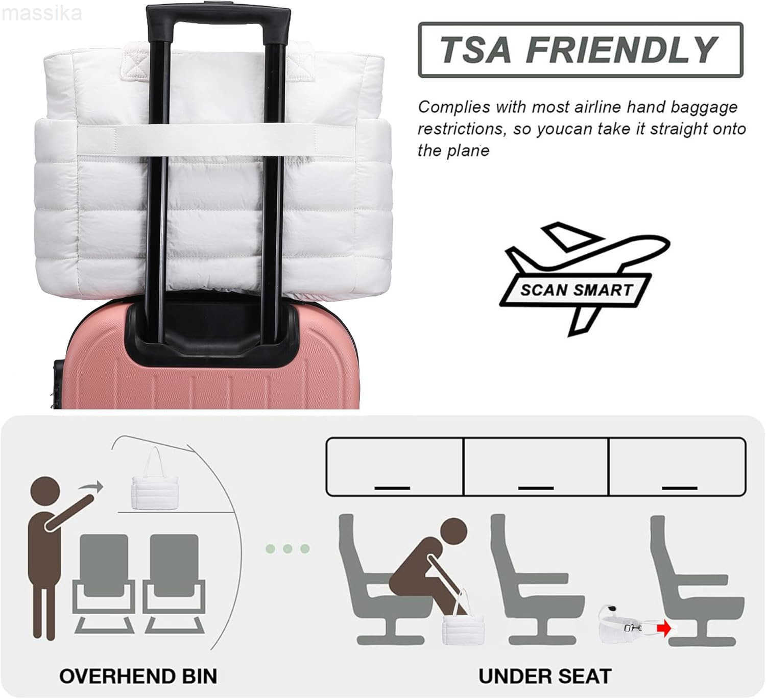 Puffy Tote Bag for Women Quilted Work Bag Nurse Bags Womens Handbags for Travel M251017