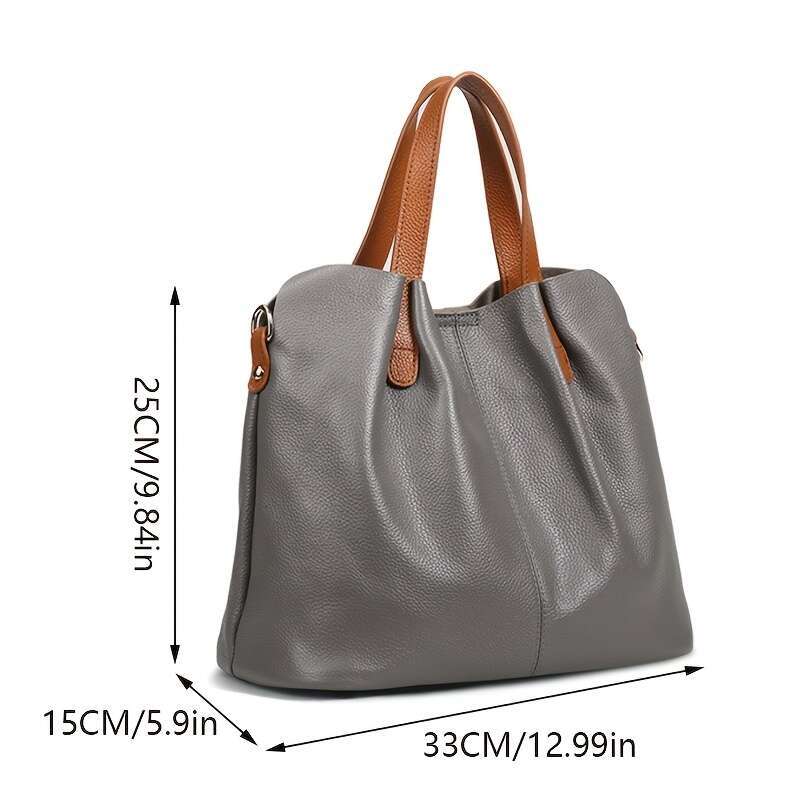 Men's Top Layer Cowhide Tote Bag Genuine Leather New Versatile Work Commute Handbag Unisex Adjustable Shoulder Strap For Lover Perfect Gift