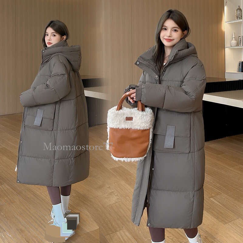 Women's Clothing Winter New Thickened Loose Long Over The Knee For Women Korean Student Hooded Large Pocket Cotton Jacket