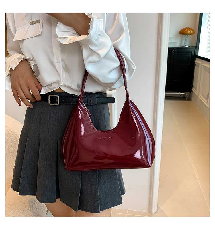 Fi Luxury Brand Wens Shoder Bag High Quality Patent Leather Tote Bag Waterproof Armpit Bag Solid Color Wens Handbag1 D251017
