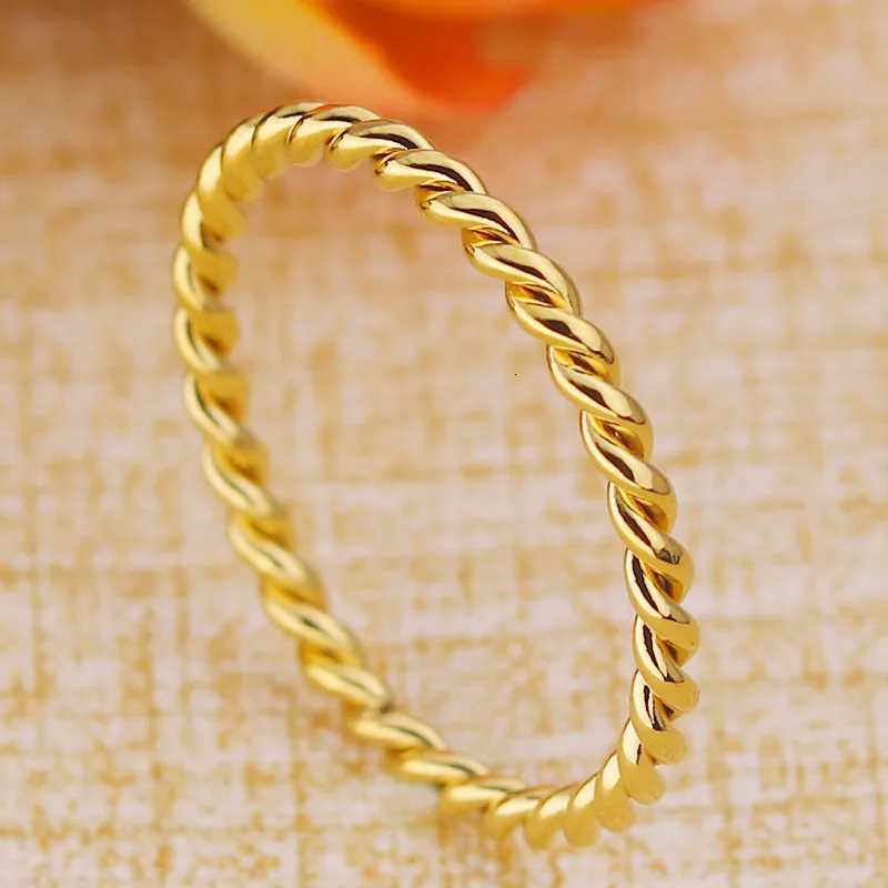 Ramos 2MM Knuckle Rope Twist Ring Stainless Steel Wedding Band for Women Girls Stacking JewelryW251017
