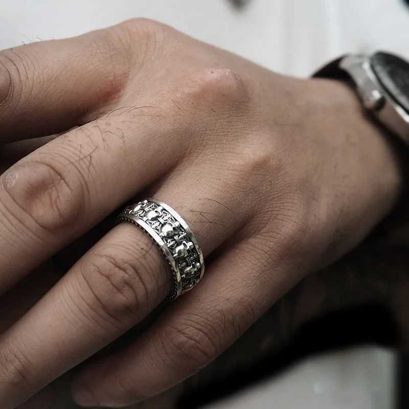 Punk Gothic Retro Engraved Horror Multiple Skulls Open Ring Mens Halloween Trend Cosplay Wearing Prop Motorcycle Ring Wholesale Z251017