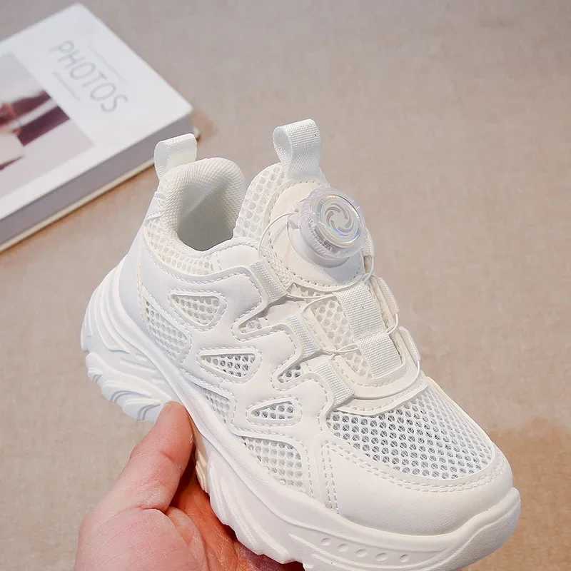 Kids Running Shoes Rotating Button Children Sports Shoes Mesh Breathable 2025 Brand New Children Sneakers Thick ComfortableT251017