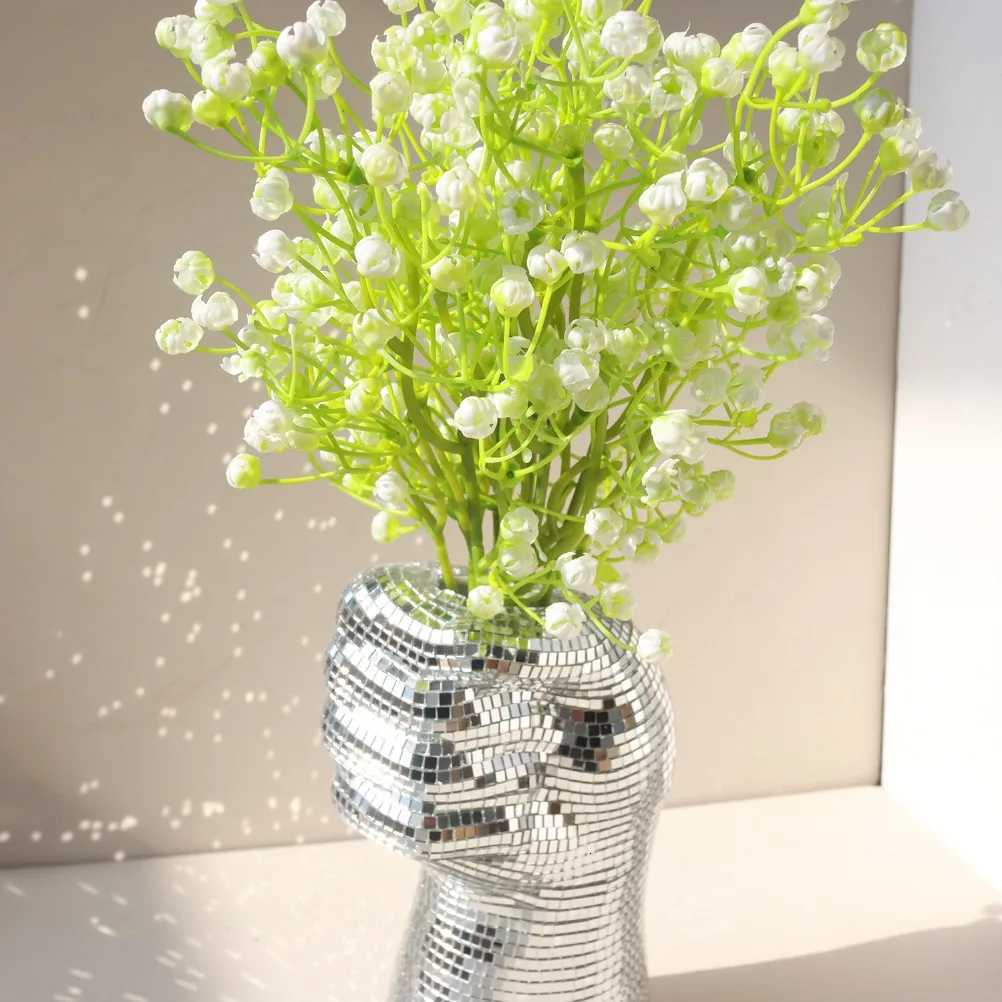 Silver Glass Vase Disco Mirror Vases Creative Fist Vase Room Decoration Living Room Desktop Decoration Home Decoration C251017