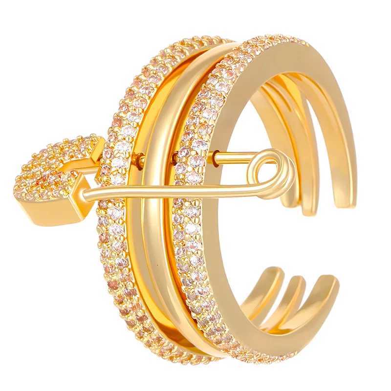 Adjustable Rings Paper Clip Design Stackable Rings for Women Non Tarnish 18k Gold Plated Cz Cubic Zirconia Wedding Jewelry Gift Z251017
