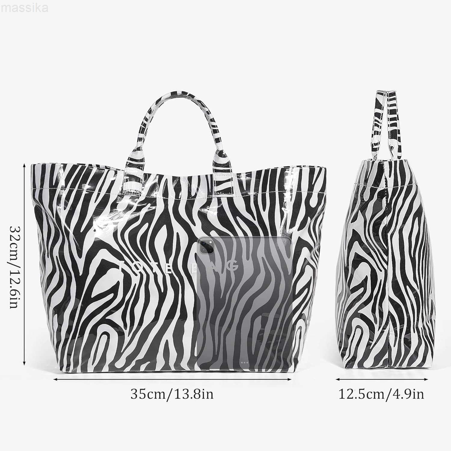 Tote Bag for Women Large PVC Tote Bag Plastic Handbag Letters Print Handbag Clear Hobo Bag M251017