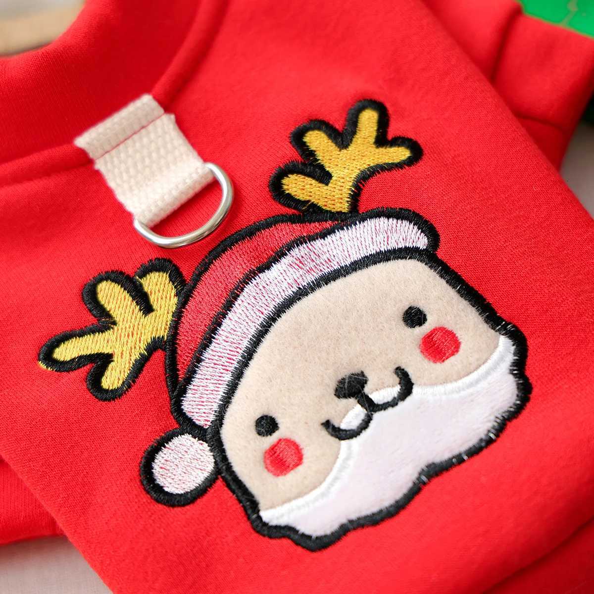 Jingle Sweater Elk Pet Dog Cat Clothes Autumn and Winter Christmas Cardigan Can Be Towed Red CardiganW251017