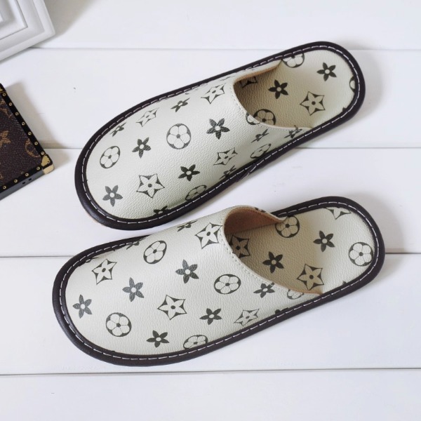 Designer high-quality autumn home leather slippers, suitable for men and women couples, indoor soft-soled leather floor club slippers