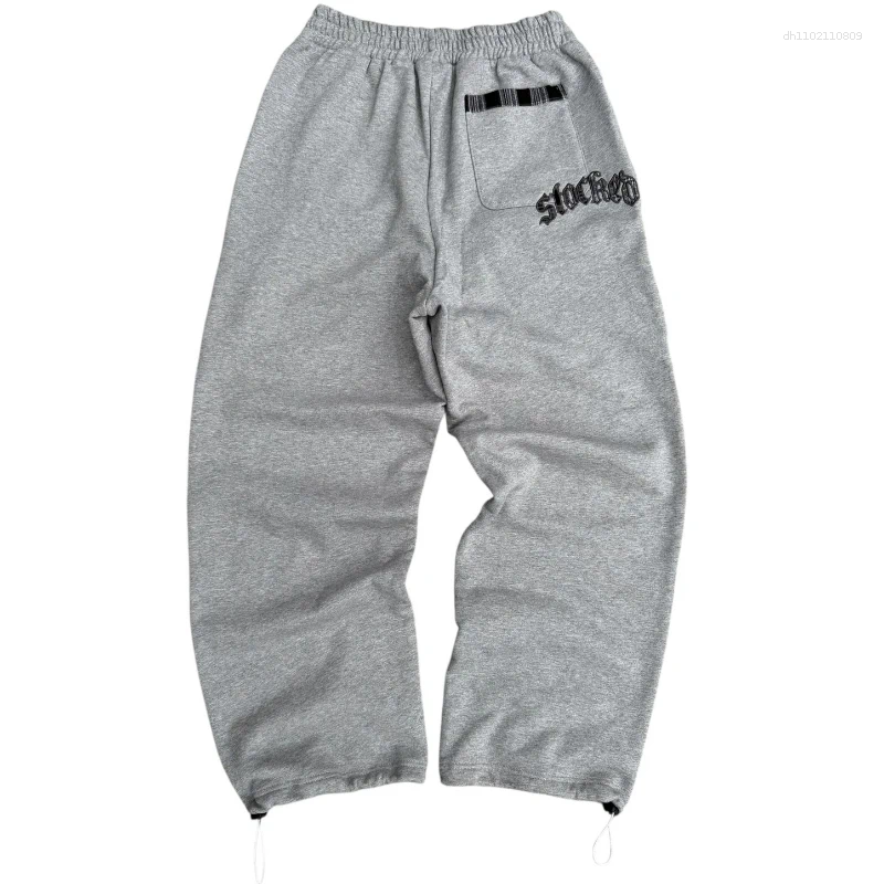 Men's Pants Y2k Stocked Plaid Joggers Gothic Letter Embroidery Unisex Retro Sweatpants Hip-Hop Harajuku Streetwear Casual