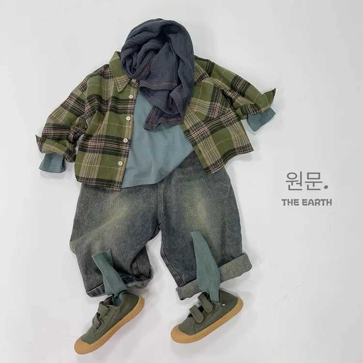 Autumn New Children Denim Trousers Baby Boys Girls Loose Casual Wide Leg Pants Fashion Vintage Straight Jeans Kids ClothesT251017