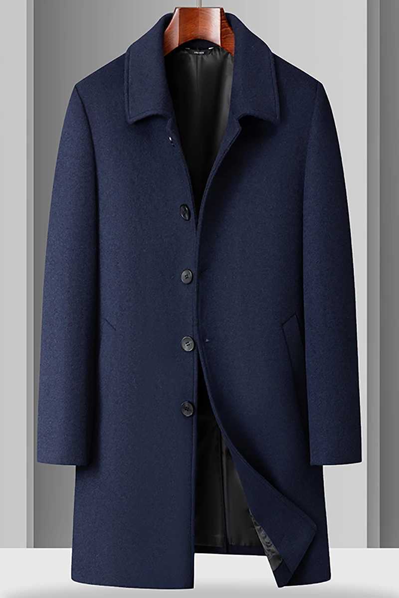 Trendy Mens Wool Coat Autumn Winter Fashion Long Wool Jacket Business Casual Style Trench Coat Comfortable and Warm Mens Top J251017