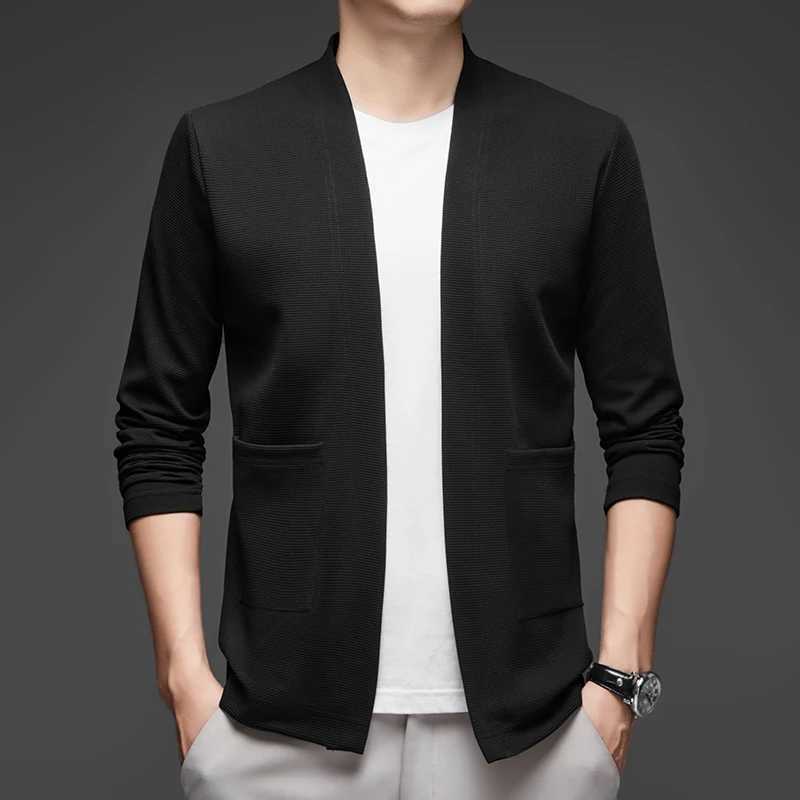 Knitted cardigan jacket for men in spring and autumn long sleeved casual versatile sweater for men in spring outerwear trendy J251017