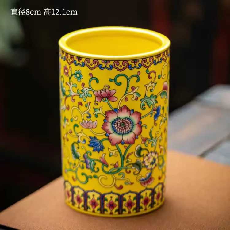 Storage box creative stationery round student desktop Ceramic Vase Decoration Chinese style multifunctional office brush holder C251017