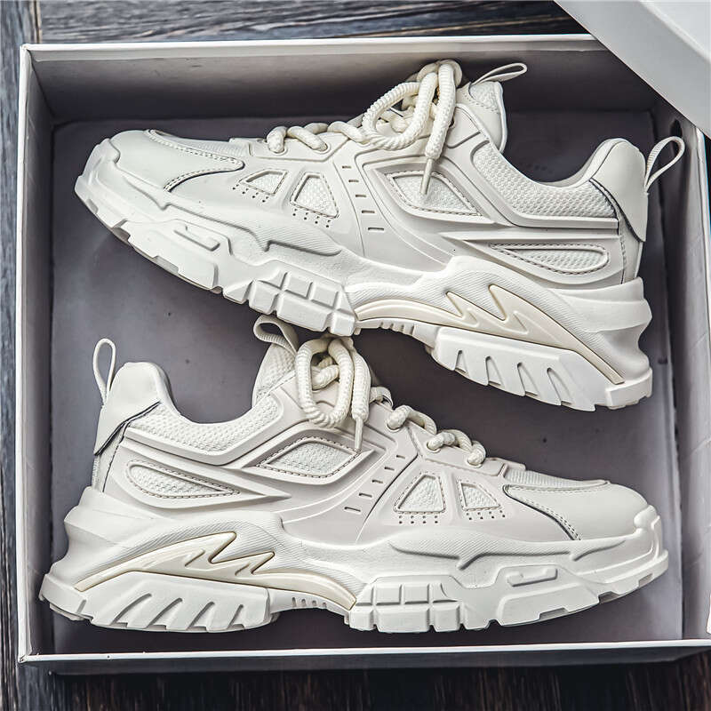 new Men's 2025 Spring New Breathable Mesh Fashion Casual Sneakers Youth Low-Top Thick-Soled Dad Shoes