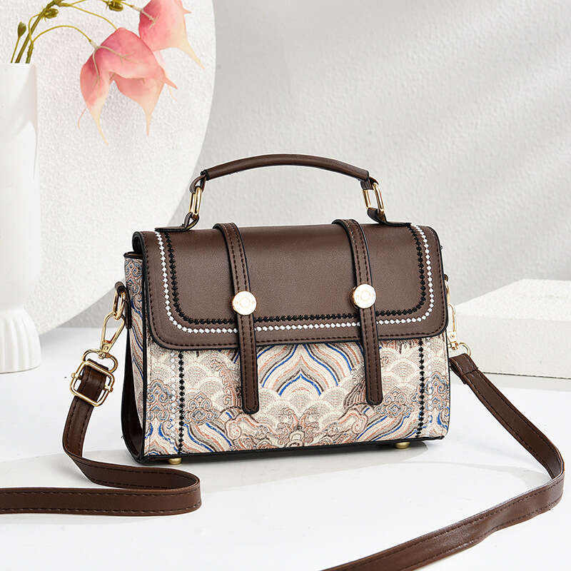 2025 New Women's National Style Embroidered Handbag Versatile Mini Shoulder Crossbody Small Square Bag for Women