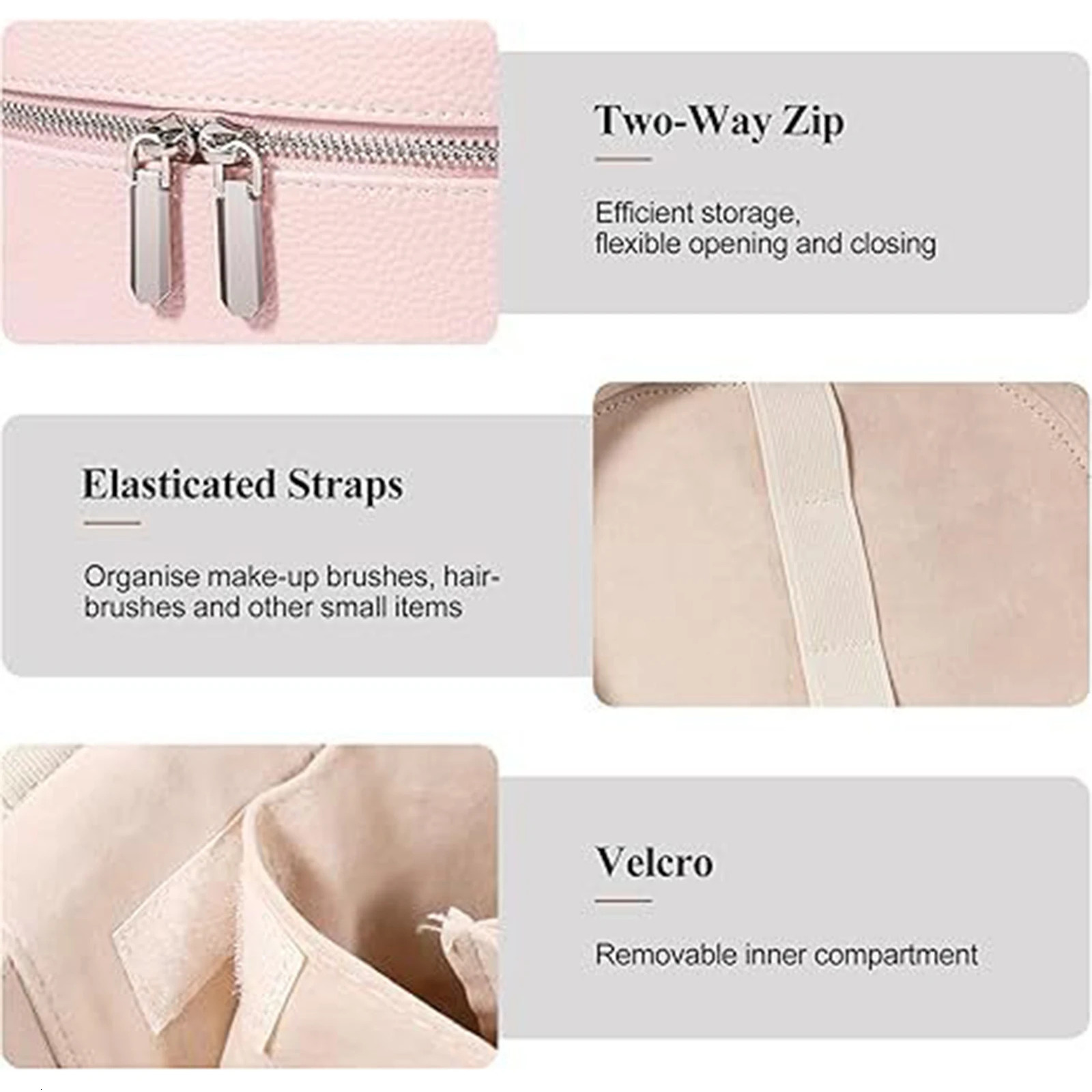 PU Leather Large Capacity Detachable Makeup Bag Travel Cosmetic Organizer Handbag For Women 251013