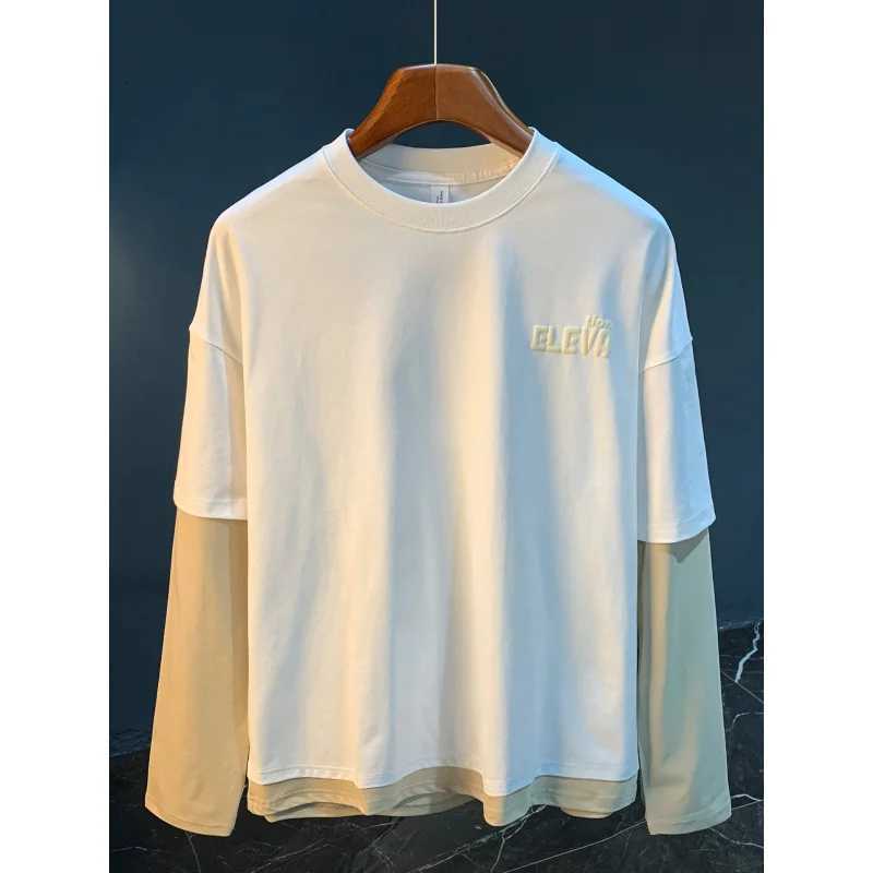 Trendy long sleevedshirt mens autumn high street holiday two piece round neck plus size loose hoodie Z251017