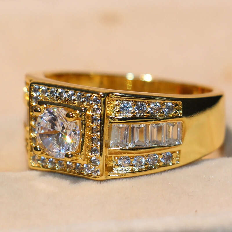 Victoria Wieck New Arrival Promise Jewelry 10KT Yellow Gold Filled Princess White Topaz CZ Dia Original Men Band Finger Ring Gift