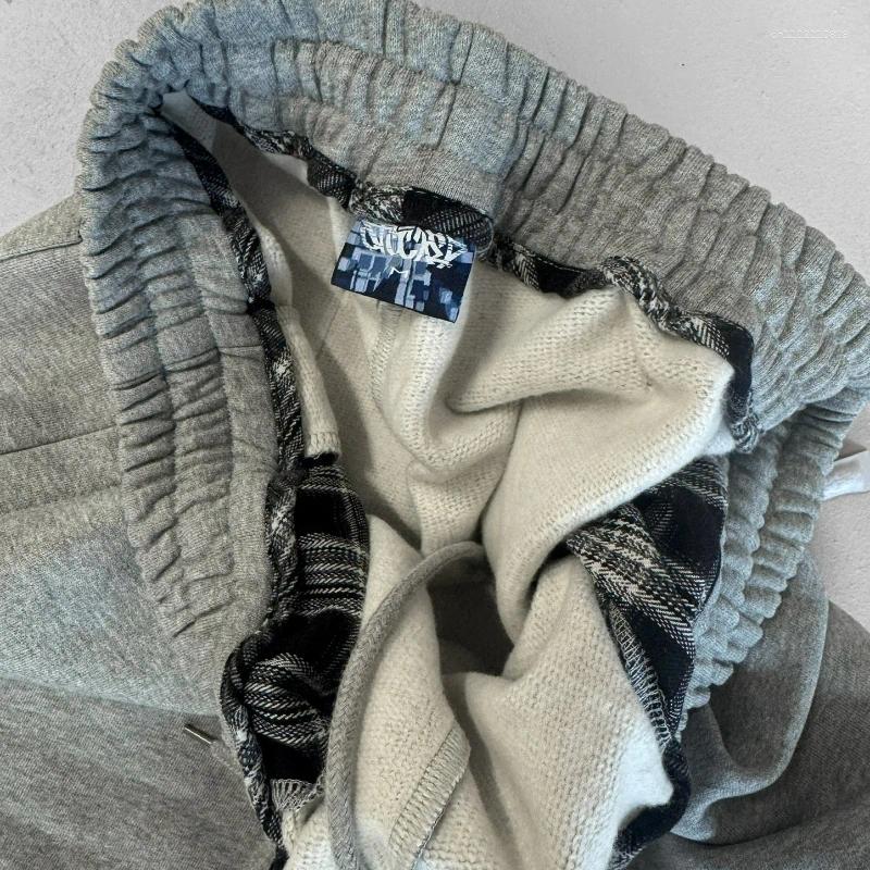 Men's Pants Y2k Stocked Plaid Joggers Gothic Letter Embroidery Unisex Retro Sweatpants Hip-Hop Harajuku Streetwear Casual