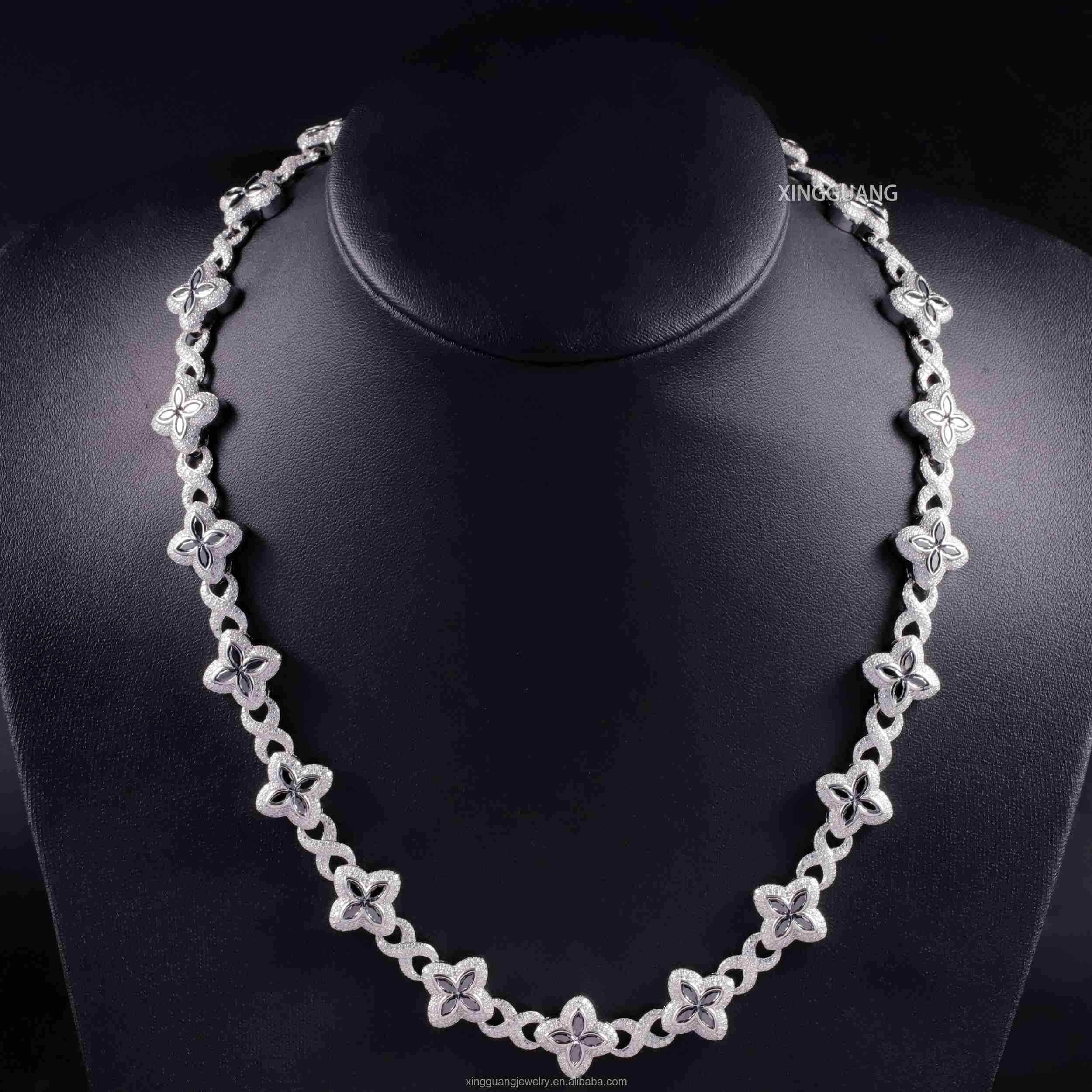 Fashion Black Diamond Marquise Cut Moissanite Clover Charms Infinity Cuban Lidynamics 925 Sterling Silver Cuban Lidynamic Chain Jewelry