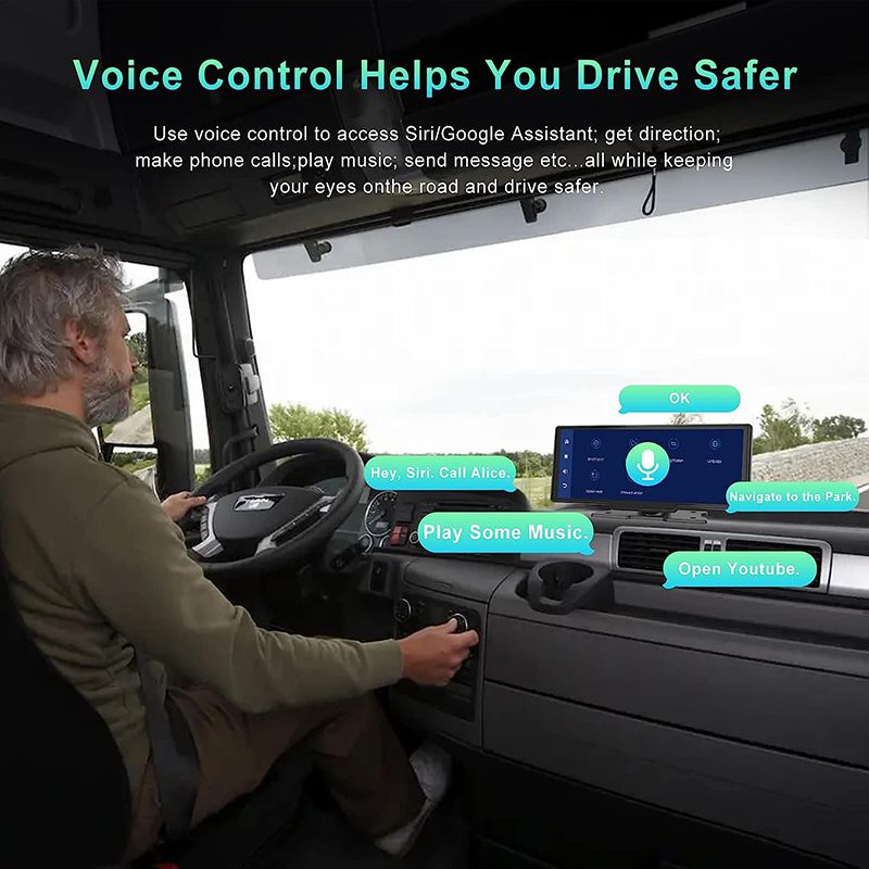 10.26" Car Stereo Carplay Android Auto Screen With 2.5K Dash Cam,1080P Backup Camera Car Radio with Bluetooth/Mirror Link/GPS Navigation/Voice Co